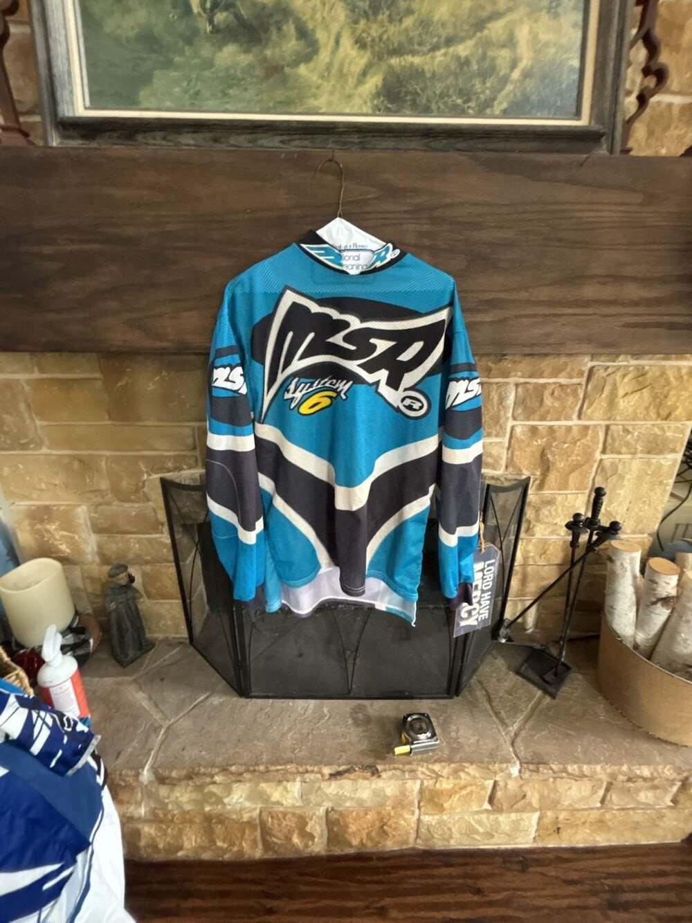 Vintage MSR System 6 Motocross Jersey Blue Black White XL